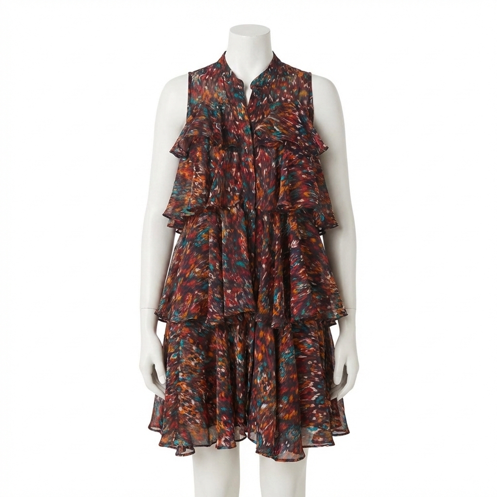 New Misa Los Angeles Emogene Dress In Peacock Abstract